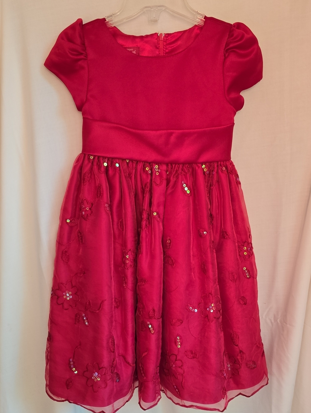 Girls' Fuchsia Party Dress with Embroidered Skirt
